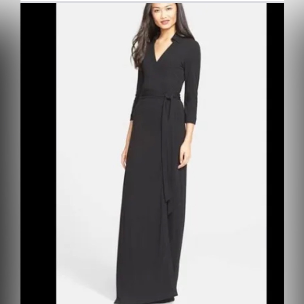 DVF Abigail long black wrap dress